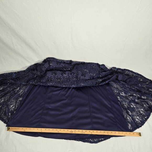 R & M Richards Mother Of The Bride BLUE Sequined Lace Sheer Formal Dress Size 16 - Picture 17 of 17